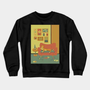 Scenery of a post party of a hound Crewneck Sweatshirt